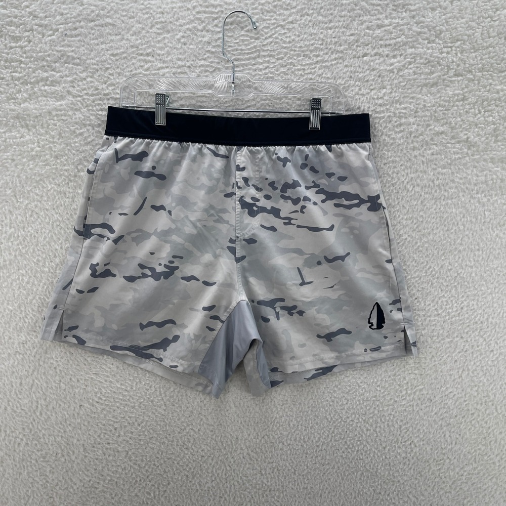 TacHuntFish Shorts Mens XL Grey White Snow Camo Hybrid Fishing Hunt Outdoor